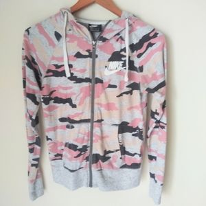 Nike Pink & Gray Camo Hoodie Jacket Size XS